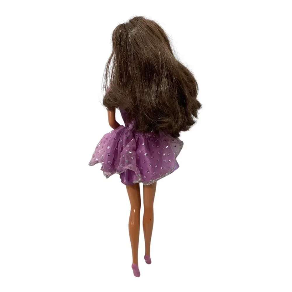 Vintage 1966‎ Mattel Brunet Hair Barbie Purple Dress Purple Painted on Shoes